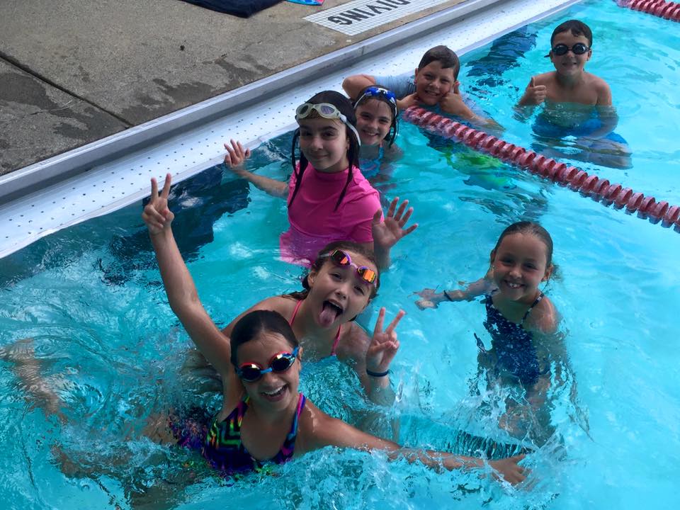 Happy campers in the pool